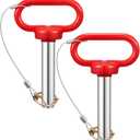 LEIFIDE 2 Pcs 3/4 Inch Trailer Hitch Pins Carbon Steel Galvanized Tow Bar with Steel Wire Rope and Safety Pins for Tractor, Trailer, Boat & More