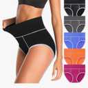 CULAYII High Waisted Underwear for Women Cotton No Muffin Top Full Coverage Briefs Soft Stretch Ladies Panties 5 Pack 5XL, Multicolor H- 5pack