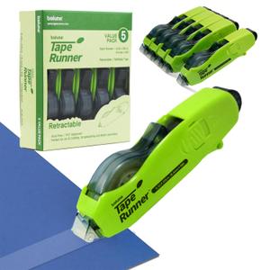 TAPE RUNNER - Double Sided Adhesive with Dispenser Roller Included - Acid Free, Sticky, Transparent - Ideal for Scrapbooking, Crafts & More - Retractable (315 inches per Cartridge), 5 Cartridges