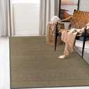 Wonnitar Farmhouse Kitchen Rugs, 3x5 Area Rugs for Entryway Indoor Non-Slip Washable Braided Rubber Rug Neutral Woven Absorbent Throw Carpet for Entry Bathroom Bedroom (Grey/Khaki,3'x5')