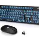 BlueFinger Wireless Gaming Keyboard and Mouse Combo, Upgrade Battery Percentage Display, Rechargeable Slim Gaming Keyboard Mouse Set, Light Up Full-Size Keyboard Silent Mouse Set for Computer Laptop 