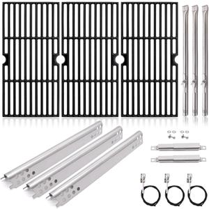 Grill Replacement Parts for Charbroil Advantage 3 Burner 463343015, 463370015, 463335115, 463344015, Cast Iron Grill Grates, Heat Plate Shields, Burners, Adjustable Carryover Tubes, Igniters.