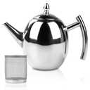 Jadeshay Tea Kettle, 1L Large Stainless Steel Teapot Coffee Pot with Removable Filter for Home, Hotel, Cafe, Bar, Restaurant, No Cover