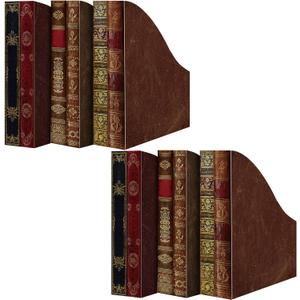 Geetery 6 Pcs File Magazine Organizer 3 x 11 x 12'' Vintage Decorative Classic Books Themed Magazine Holder Box Easy to Assemble Classic Books Rack File for Shelves Desk Home