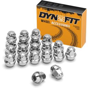 Dynofit 12mmx1.5 Stock Lug Nuts For Escape 2001-2019/Focus 2012-2018/Fusion 2006-2019, One-Piece Style OEM Wheel Nuts Replace for Factory Nut Compatible with Ford Lincoln MKC MKZ, Work on AL/Steel Rim (Silver)