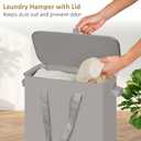 efluky Slim Laundry Basket with Lid, Narrow Laundry Hamper with Handles, Collapsible Dirty Clothes Hamper, Tall Laundry Bin for Laundry Room, Dorm and Bedroom, 55L Grey
