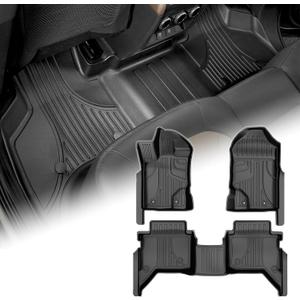 AOMSAZTO Floor Mats for Ford Ranger SuperCrew Cab 2019-2023, 1st & 2nd Row All Weather Protection Car Floor Liners Waterproof Anti Skid Mats