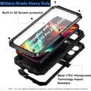 2 x Ninki Case for iPhone 15 Pro - Metal Case with Screen Protector, Shockproof Aluminium Silicone Body, Kickstand, Black