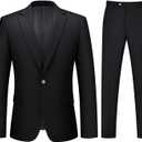 Mens Suit 2 Piece Suits for Men One Button Slim Fit Solid Jacket & Pants Tuxedo Set Business Wedding Party, 36R/XS