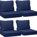 AAAAAcessories Outdoor Seat Cushions for Chairs, Fade-Resistant, Waterproof Patio Furniture Replacement Cushions, 20" x 18" x 3" + 20" x 17", Set of 4, Navy Blue