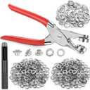 643Pcs Grommet Tool Kit 12mm 1/2 Inch(Inside Hole Size) Eyelet Kit with 320Pcs Eyelets Grommets, 320Pcs Washers and Grommet Eyelet Pliers for Leather/Belt/Shoes/Crafts