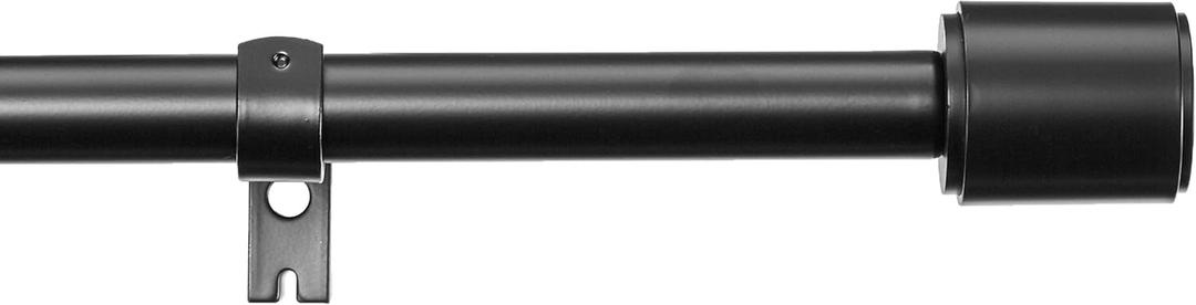 Amazon Basics Adjustable 1 Inch Curtain Rods for Windows, Cap Finials, 72" to 144", Black