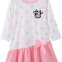 HIGHUZZA Baby Girl Clothes, Long Sleeve Bow Tie Pink Polka Dot Cow Print Outfits for Fall Casual Birthday Party 2-3T