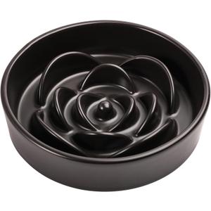 8.26 in Black Ceramic Slow Feeder Dog Bowl for Medium and Large Breed,Pet Feeding Dog Food Water Dish Heavy Weighted,Puppy Bowl for Fast Eaters,Puzzle Slow Eating Dish Modern Maze
