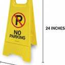 Yellow No Parking Sign, Two-Sided Folding Floor Sign, 24x12 Inches, Plastic, Functional Visibility