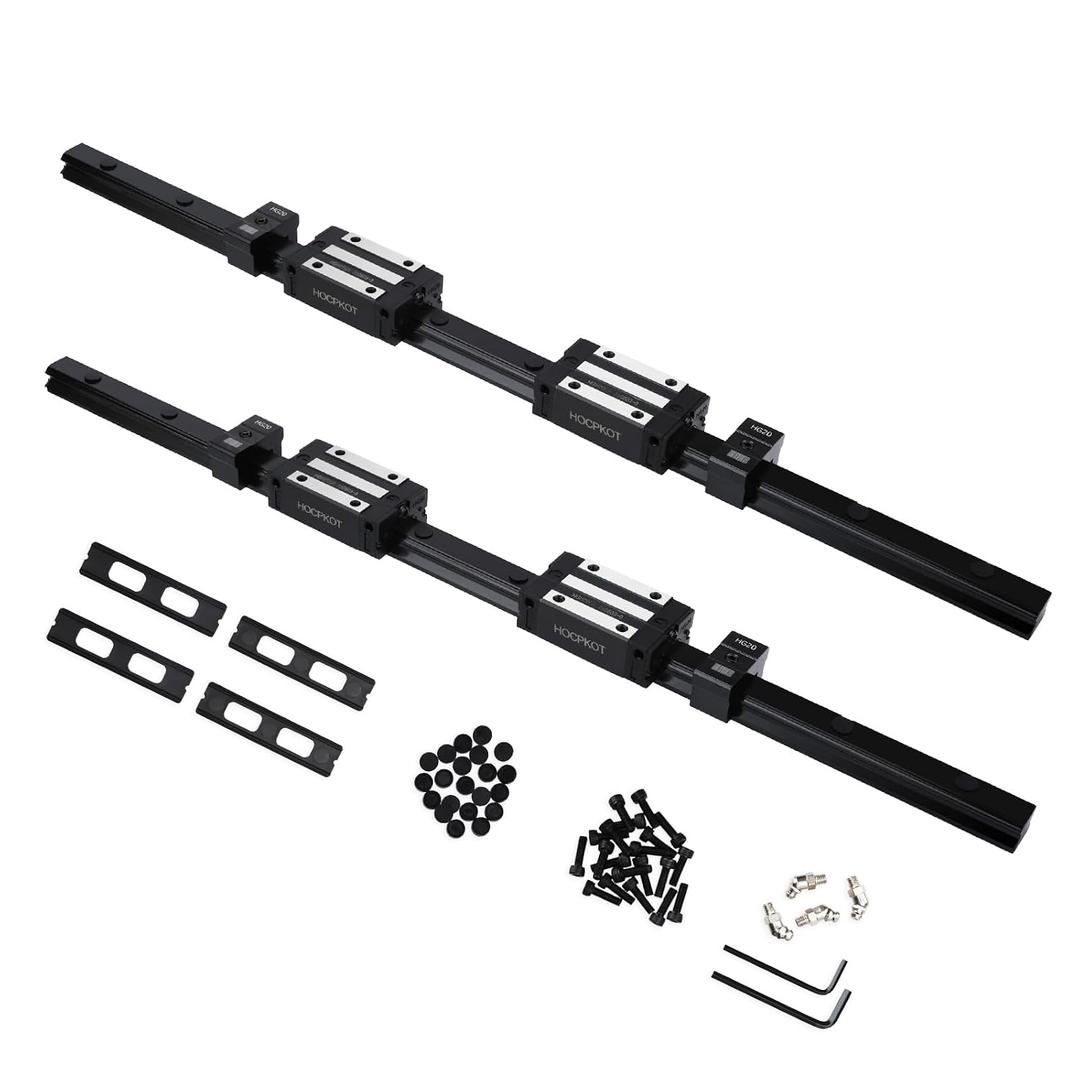 300mm/ 11.81 inch HGR20 Linear Guide kit,2pcs 300mm hgr20 Linear Rail with 4pcs HGH20CA Carriage Block and End Stop Block