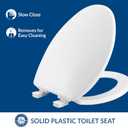 Bemis 7300SLEC Slow Close Toilet Seat, Easy Clean Hinges and Durable Plastic Seat, Made in USA, Elongated, White