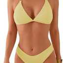 swimall Women's Triangle Bikini Set Cheeky High Cut Sexy Two Piece Swimsuit Cute Halter Bathing Suit, Medium