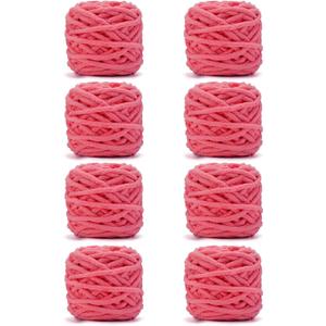 INNDUN Blanket Yarn 8 Pack of 100g/3.5oz - Rose Pink Chenille Yarn 6 Super Bulky - Knitting, Crocheting & Crafts Chunky Yarn