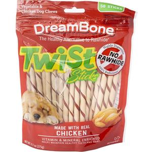 Healthy Twist Sticks for Dogs - Rawhide-Free with Vitamins, 50 Chews Included (Best By: 11/21/2027)