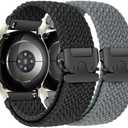 2 Pack Braided Bands for Samsung Galaxy Watch 7 6 5 4 FE Band 40mm 44mm/6 Classic 43mm 47mm/4 Classic 42mm 46mm/5 Pro/Active 2,20mm Elastic Nylon Sport Strap for Garmin Vivoactive 6/5/3 Women Men