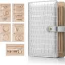 Vlando Jewelry Book Organizer - Leather Travel Jewelry Case with 5 Detachable Pages for Necklaces Rings Earrings, Tangle-Free, Giftable, Croco Silver (Medium)