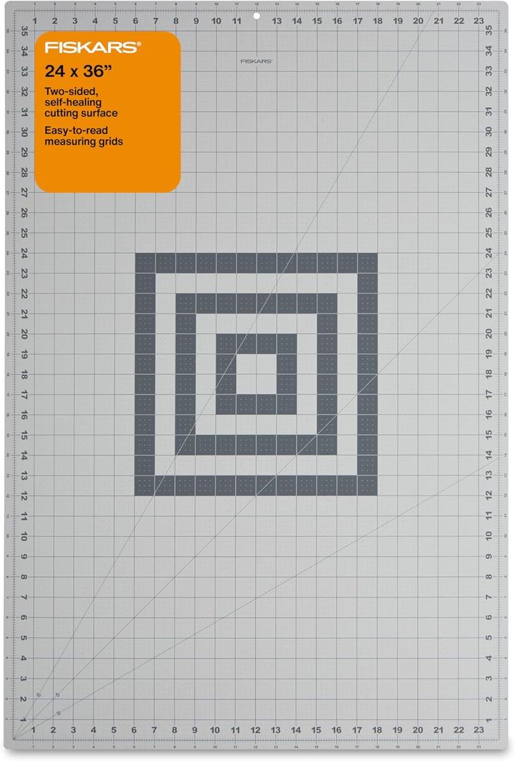 Fiskars Self Healing Cutting Mat for Quilting, Arts and Crafts, 24" x 36" Grid, Sewing Mat, Craft Cutting Board, Sewing Supplies and Quilting Tools (Gray)