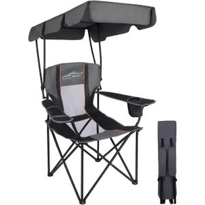 FAIR WIND Portable Canopy Camping Chair 380 LBS Capacity Heavy Duty Oversized Folding Lawn Chair with Sunshade for Beach, Fishing, Sports & Outdoors