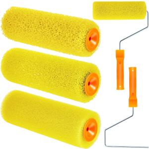 Therwen 5 Pcs 8 Inch Textured Paint Roller Bed Liner Roller Covers and Frame Kit Orange Peel Texture Roller Roll on Bed Liner for Truck Coating Create Texture Effect