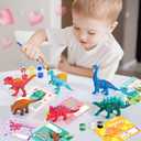 Shemira Valentine's Day Cards for Kids,24 Pack of Dinosaur Painting Kit with Valentines Greeting Cards for Kids, Valentine's School Classroom Exchange Gifts, Valentines' Party Favor Supplies
