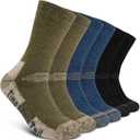 Time May Tell Mens Merino Wool Hiking Cushioning Socks For Outdoor Wool-Socks-For-Mens 3 Pack (Blackgreenblue(3 Pairs))