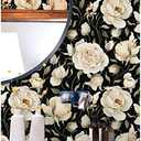 HAOKHOME Black Floral Peel and Stick Wallpaper Vintage Roses Peonies Removable Wall Paper Contact Paper for Kitchen Bathroom Black/Beige/Olive 17.7in x 9.8ft