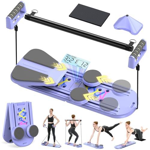 Toptoo Pilates Reformer Board Set for Home Workout, Multifunctional Portable Foldable Pilates Board for Small Spaces, Extra Complimentary Tension Straps, Full Body Workout for Women/Men