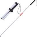 Foldable White Cane(Blind Cane) with Red Reflective Strip, 49 Inch Lightweight Walking Stick for Vision Impaired, Anti-Slip Handle for Daily & Travel Use