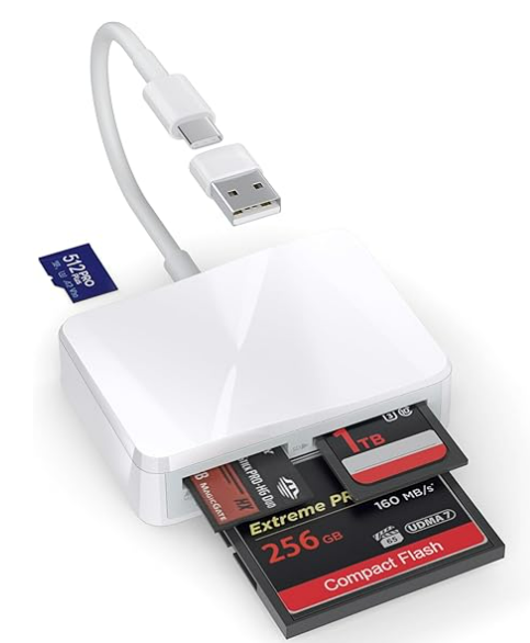 SD Card Reader, 4 in 1 USB C to CF/SD/TF/MS Card Reader with USB to USB C Adapter Memroy Card Reader for iPhone 15/16 Pro Max iPad Pro MacBook Pro/Air iMac M1/M2/M3/M4 Android Phone/Tablet PC