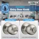 BESTTEN 4 Pack Door Knob with Lock and Key, Keyed Different Entry Door Knob, for Entrance and Front Door, Satin Nickel
