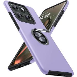 JAME for Motorola Edge 2025 Case, Dual Layer Military Grade Protection Shockproof Cover with Ring Holder Stand Kickstand, Slim Fit Protective Phone Case for Motorola Moto Edge 2025, Purple