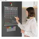 Large Acrylic Magnetic 2in1 Clear Fridge Calendar, Clear Fridge Calendar with 8 Color Markers, Monthly Planning Board for Business Meetings