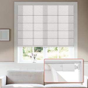 No Tools No Drill Light Filtering Roman Shades, White, 30"W × 64"H
Cordless Roman Blinds for Windows, Room Darkening Window Shades, Smooth Push & Pull, Easy to Install