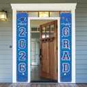 Blue 2026 Graduation Door Banner, Congrats Grad Door Banner, Graduation Porch Banners Class of 2026 for High School, College, Congrats Grad Party Hanging Decorations Supplies