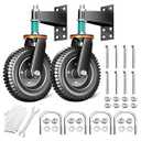 8 Inch Heavy Duty Gate Wheel, 750 lb Capacity, Fits Metal Tube Gates and Wooden Gates, 360° Swivel Spring-Loaded Caster. Gate Wheel for Smooth Operation. (8-INCH 2PACK)