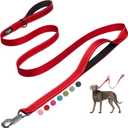 Fida 6 FT Heavy Duty Dog Leash with 2 Comfortable Padded Handles, Traffic Handle & Advanced Easy Snap Hook, Reflective Walking Lead for Large, Medium & Small Breed, Red (6 Feet (Pack of 1))