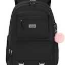 Backpacks for Girls, 15.6 Inch School Bag Cute Waterproof Laptop Bookbag Large College Backpack for Teen Women Students Anti Theft Travel Daypack, Black