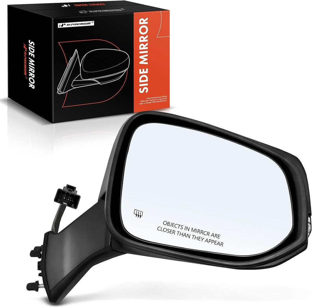 A-Premium Passenger Side Power Door Mirror - Compatible with Toyota Highlander 2020-2023 - Heated Manual Folding Black Outside Rear View Mirror with Turn Signal Indicator - Replace# 879150E070C0