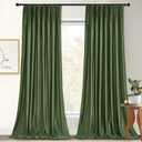 StangH Moss Green Velvet Curtains for Bedroom, Pinch Pleated Luxury Christmas Decorative Drapes Light Reducing Thermal Insulated Room Dividers for Living Dining Room, W52 x L90, 2 Panels