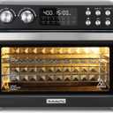 28QT Air Fryer Toaster Oven Combo, Large 12-in-1 Convection Countertop Oven with 3-Layer Cooking, Rotisserie for Chicken, 6 Heating Tubes, Fast Preheat, Fits 11" Pizza, Full Accessories, Sparkle Black
