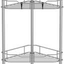HuggieGems 4 Tier Floor Standing Corner Shower Caddy Organizer Shelf with Hooks, Bathroom Shelves Stand Rack, Gray