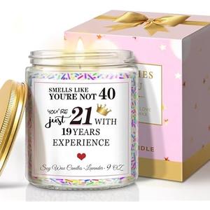 40th Birthday Gifts for Her: Happy 40th Birthday Candle with Sprinkles, Unique Gifts for Women, Sisters, Best Friends, Wives, Coworkers Turning 40
