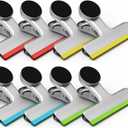 HOUSE AGAIN 8 Pack Stainless Steel Magnetic Clips, Heavy Duty Chip Bag Clips with Silicone, Strong Magnet, No Sharp Edges, Multi-Use for Food Bags, Refrigerator, Kitchen, Office & Classroom, Small