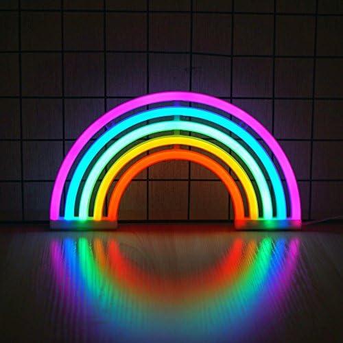 Neon Rainbow Sign, Battery or USB Powered Light for Wall Decor, Colorful Hanging Decoration for Kids Bedroom, Cute LED Lamp for Girls Room Party Christmas